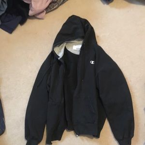 black zip-up champion hoodie